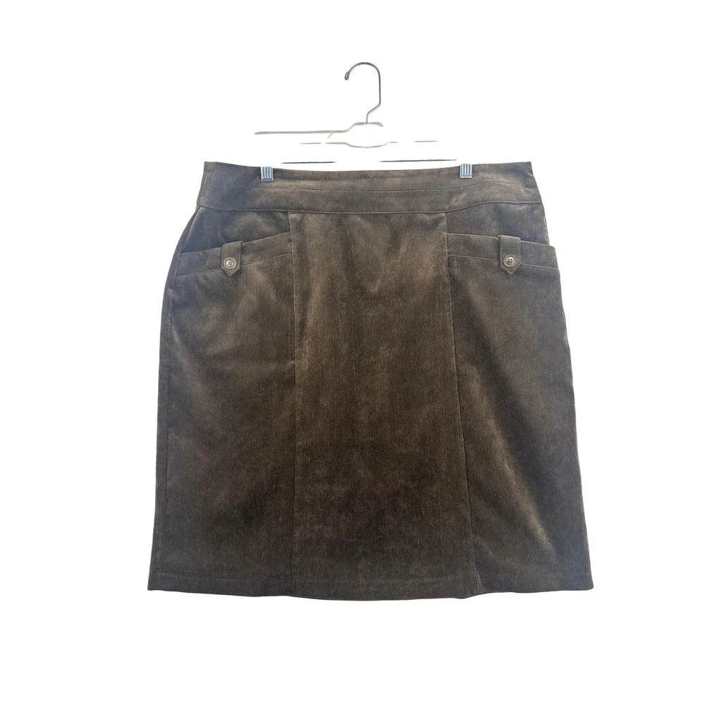 Christopher & Banks Womens Brown Corduroy A Line Skirt Size‎ 16